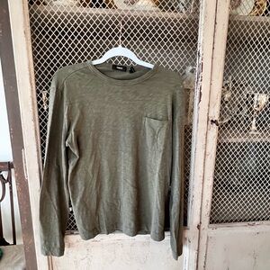 Theory Olive Long Sleeve Men's Tee